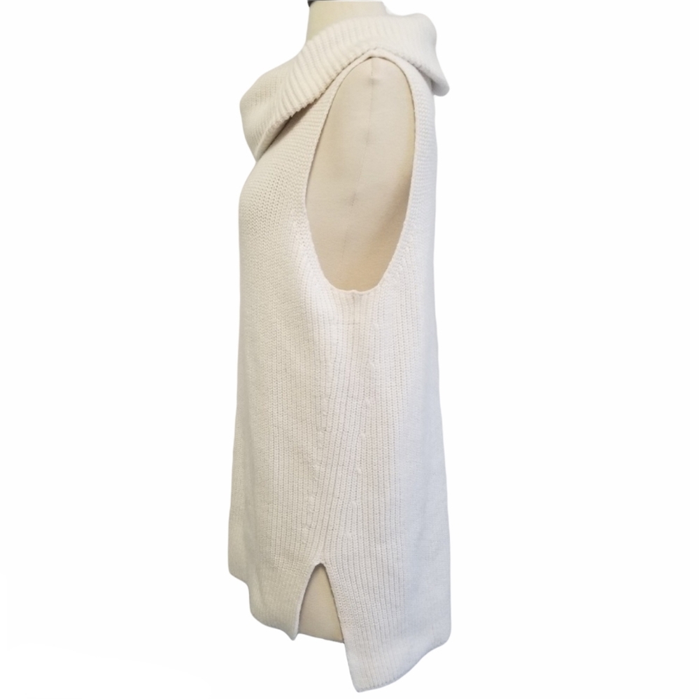 LOU & GREY White Sleeveless Cowl Neck Knit Top S - Picture 4 of 8